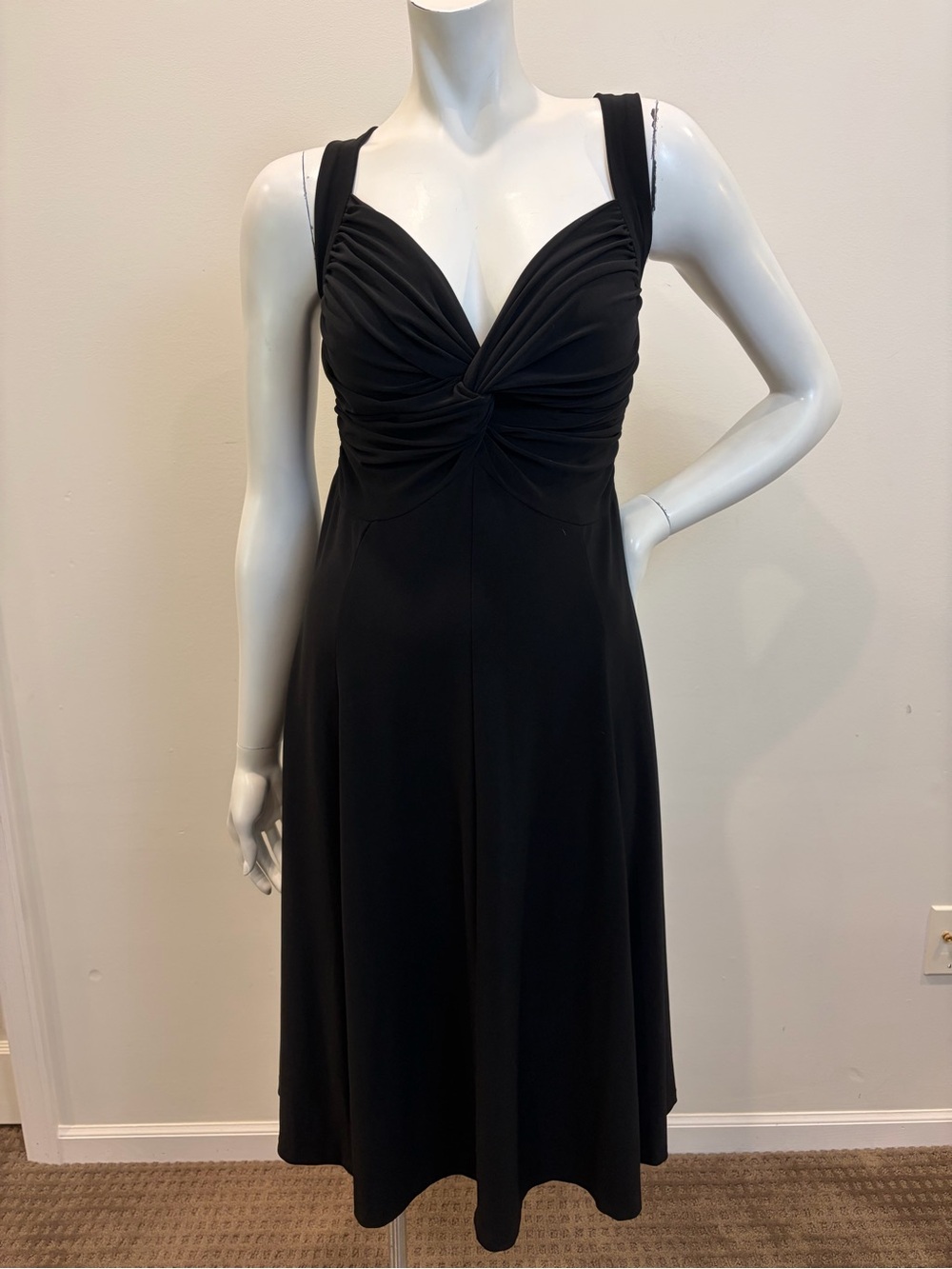 NORMA KAMALI Black Jersey Twist Dress V-Neck Dress